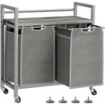 thumbnail image 1 of Laundry Hamper, Laundry Basket, Laundry Sorter with 2 Removable Bags, Clothes Basket with 2 Compartments, Wheels, Shelf for Laundry Room Bathroom Bedroom (2 Bags-Gray), 1 of 7