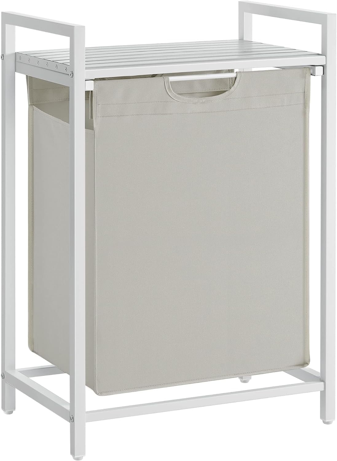 Laundry Hamper, Laundry Basket, Laundry Sorter with A Pull-Out and Removable Bag, Shelf 17.2 Gallons, 19.7 x 13 x 28.4 Inches, White