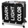 thumbnail image 1 of Laundry Hamper,Laundry Basket with Wheels and Lids,Brochao 150L 3 Section Laundry Sorter Cart,Laundry Bag for Clothes Toys Storage,Black, 1 of 9