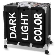 Laundry Hamper,Laundry Basket with Wheels and Lids,Brochao 150L 3 Section Laundry Sorter Cart,Laundry Bag for Clothes To