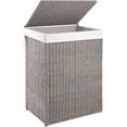 thumbnail image 1 of Laundry Hamper with Lid, 23.8 Gal (90L) Wicker Hamper with Removable Liner Bags, Handwoven Clothes Basket with Handles, Foldable Woven Paper Rope Basket for Laundry Room, Bedroom-Grey, 1 of 14