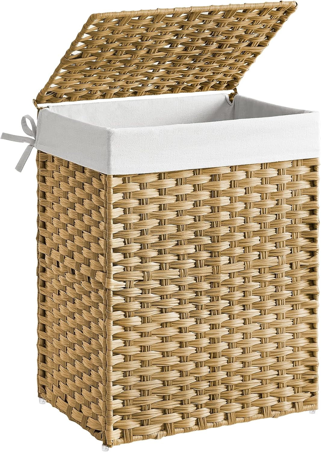 Natural Wicker Rectangular Laundry Hamper with Lid and Liner