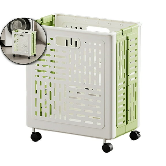 Laundry Hamper, Rolling Laundry Hamper with Wheels, Plastic Laundry Basket with Wheels for Bathroom, Bedroom, Dorm Room & Laundry Room, Basket with Handle