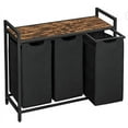thumbnail image 1 of Laundry Hamper with Shelf, Laundry Basket 2 /3/4 Section, Laundry Sorter, Cloest Storage and Organization, Clothes hamper with Table, for Bathroom, Bedroom, Restroom, Black, 1 of 7
