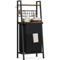 thumbnail image 1 of MX-Laundry Hamper, Vertical Laundry Basket with 2 Tiers Wooden Shelf and Hooks, Clothes Hamper with Pull-Out and Removable Bag for Bathroom, Bedroom, Dorm, 13.21 Gallons (50L), 1 of 9