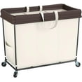 thumbnail image 1 of Laundry Hamper with Wheels, 160L Large Laundry Basket 2 Section Laundry Bag Laundry Cart with Wheels, Clothes Hamper for Laundry, Bedroom, Bathroom and Dorm (Beige), 1 of 16