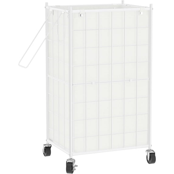 Laundry Hamper with Wheels,Metal Wire Frame Rolling Laundry Basket with Removable bag,100L Dirty Clothes Hamper Organizer Dorm Room Storage for Bedroom,Bathroom,White