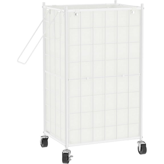 Laundry Hamper with Wheels,Metal Wire Frame Rolling Laundry Basket with Removable bag,100L Dirty Clothes Hamper Organizer Dorm Room Storage for Bedroom,Bathroom,White