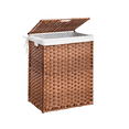thumbnail image 1 of Laundry Hamper With Lid PE Rattan Powder Coating Frame Clothes Hampers with 01 Removable Bags, 100L, Gray Color, 1 of 22