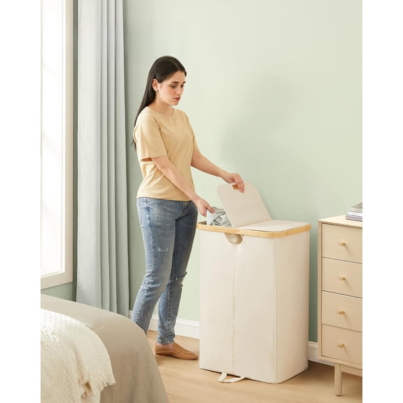 Laundry Hamper with 2 Compartments – 150L Basket with Lids & Removable Bag for Bedroom, Laundry Room & Living Room – Convenient Family Organizer