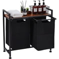 thumbnail image 1 of Laundry Hamper with 2 Pull-Out Removable Laundry Bags Clothes Sorter with Shelf and Wheels, 2 x 11.5 Gal, for Laundry Rooms, Bathrooms and Dorms, 1 of 6