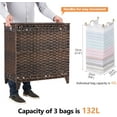 thumbnail image 1 of Laundry Hamper with 3 Removable Liner Bags, 132L Rattan Laundry Basket with Lid & Heightened Feet, 1 of 6