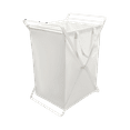 thumbnail image 1 of Yamazaki Home Laundry Hamper with Cotton Liner - Two Sizes, White, Steel + Cotton, Large, 20 gallons, 75 liters, Collapsible, Handles, Machine Washable, Removable Liner, No Assembly, 1 of 7