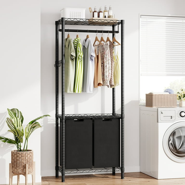 Heavy Duty Black Laundry Organizer 2 Section Sorter Clothes Rack Storage Shelves Laundry Hamper Walmart