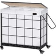 thumbnail image 1 of Laundry Hamper with Heavy Duty Caster Wheels; 3 Sections Clothes Lid; 132L Basket Removable Liner Bag; Sorter Metal Handle (White), 1 of 3