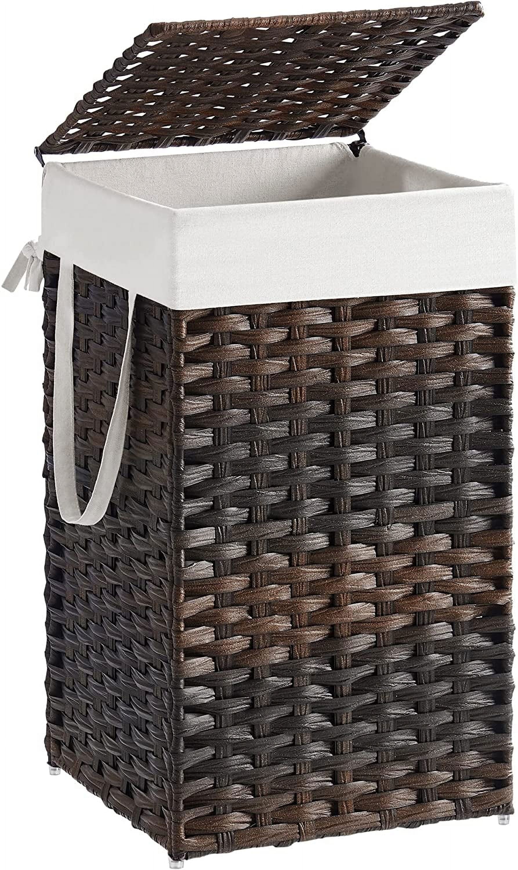 Foldable Dark Brown Plastic Frame Hamper with Lid