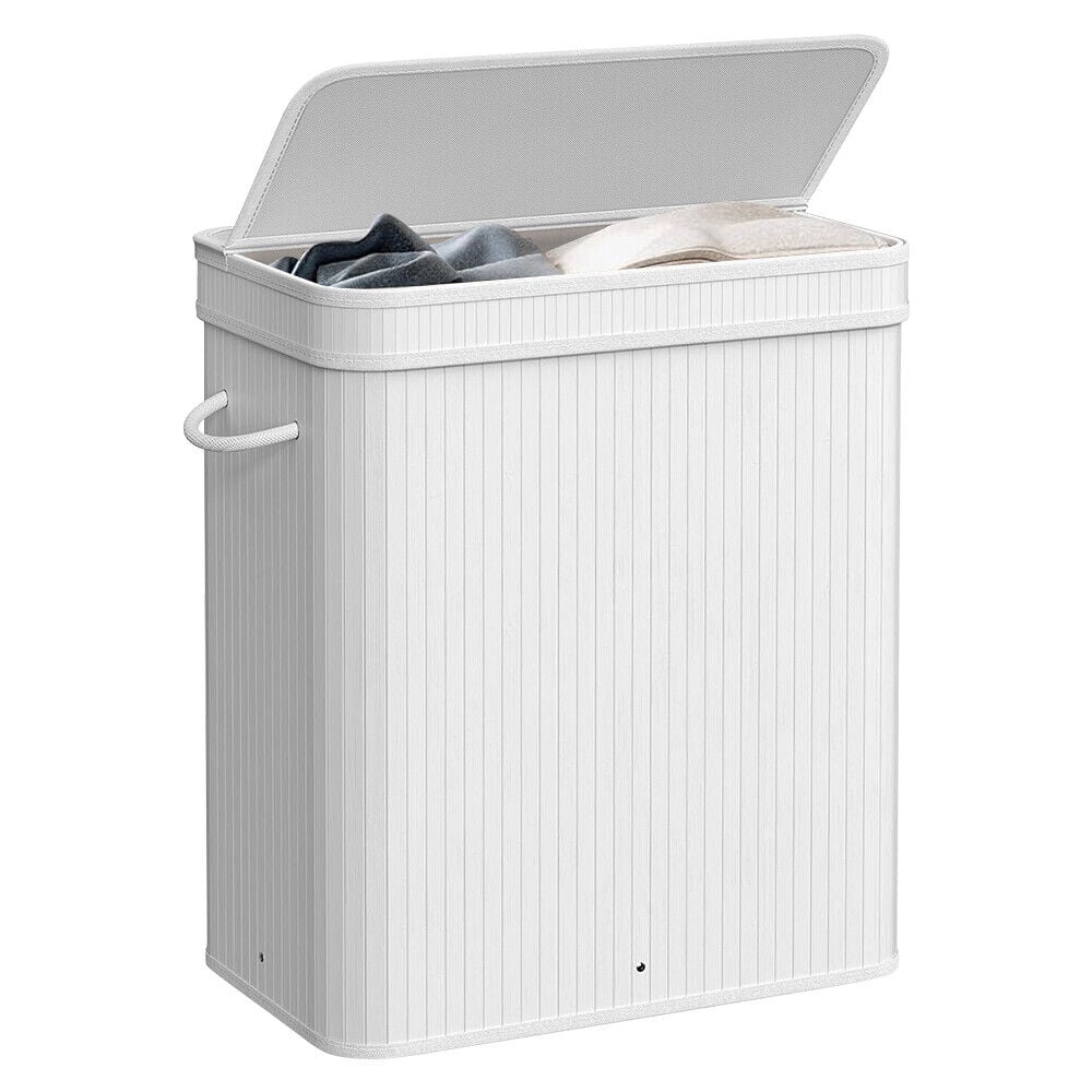 Laundry Hamper with Lid 72L Folding Bamboo Laundry Basket with ...