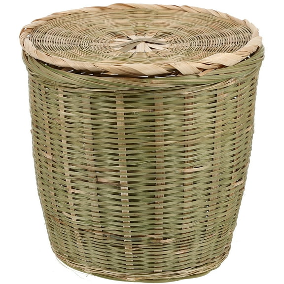 Trash Can Mini Wicker Woven Basket Laundry Hamper with Lid Office