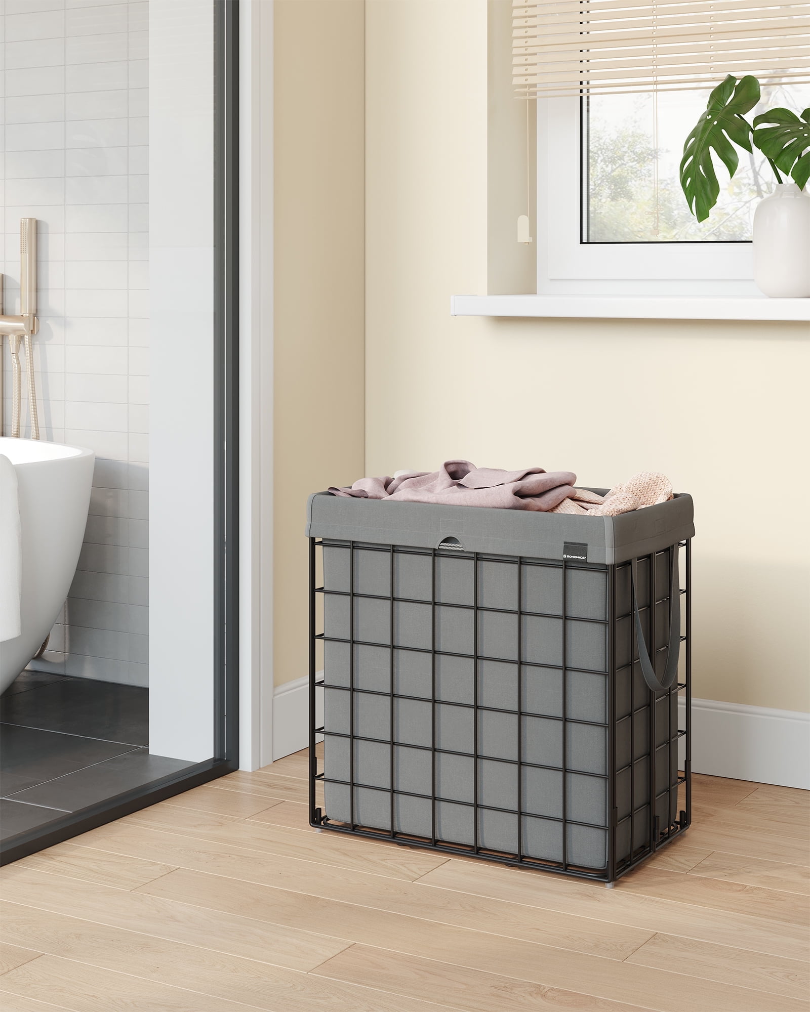 Laundry Hamper with Removable Washable Liner, 29 Gal. (110L) Collapsible Clothes Basket with Metal Wire Frame Laundry Bin