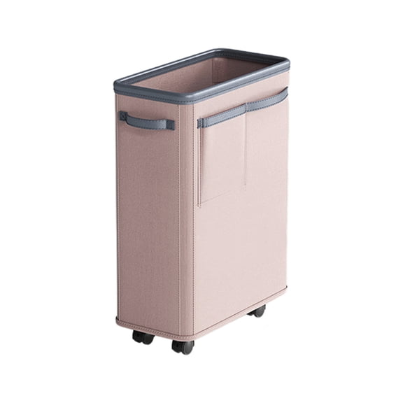 Laundry Hamper with Wheels, Rolling Laundry Basket with Side Pocket, for Bedroom, Dorm and Laundry Room (Pink)