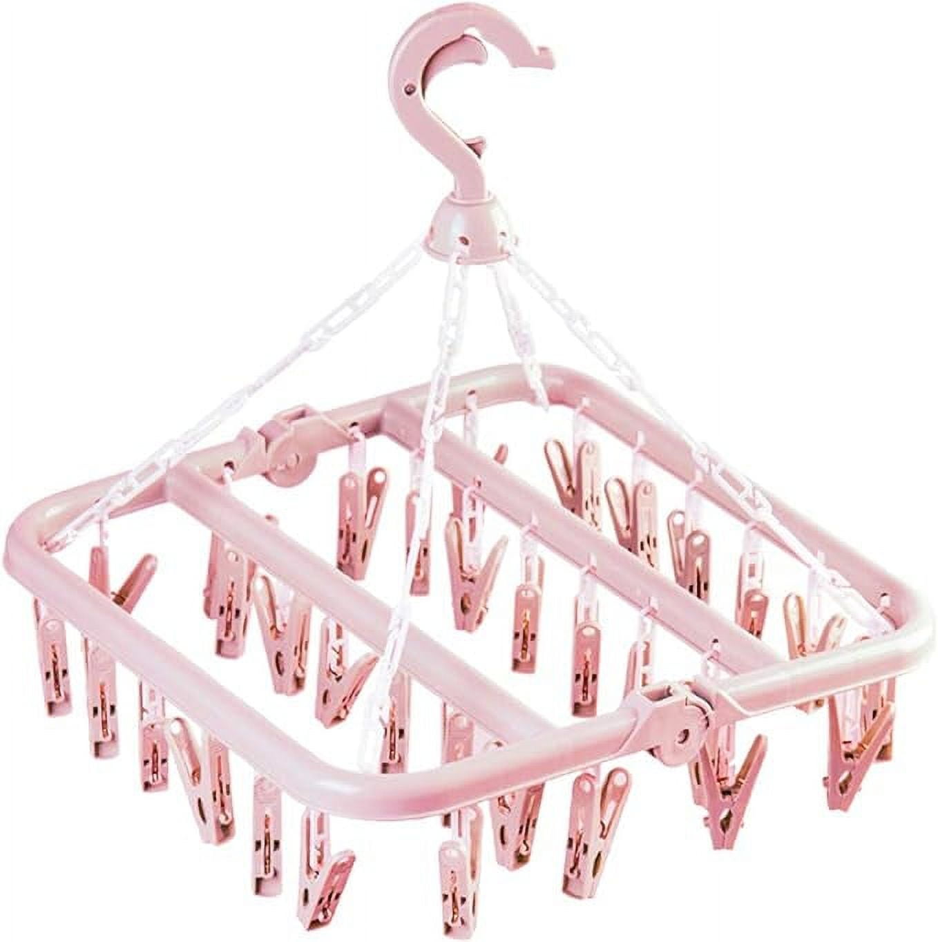 Laundry Hangers with 32 Clips,Clothespin Rack Foldable Laundry Drying