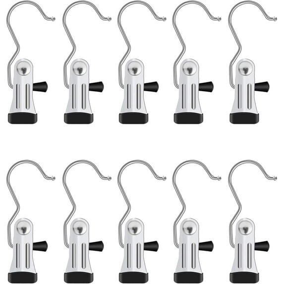 Laundry Hanging Hooks, Chrome Rust Resistant Clips For Everyday Use, Solid Construction Sturdy Metal Hangers With Smooth Chrome Coating, Portable Design Multi-functional Hangers