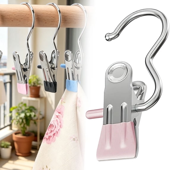 Laundry Hooks Hanging Clip,Boot Hangers Clips,Clothes Pins,Closet Hanger Organizer Clamps Socks Towel Clips,Heavy Duty Clothespins Hanger Clips for Closet Travel Pants Socks Handbags (Pink)