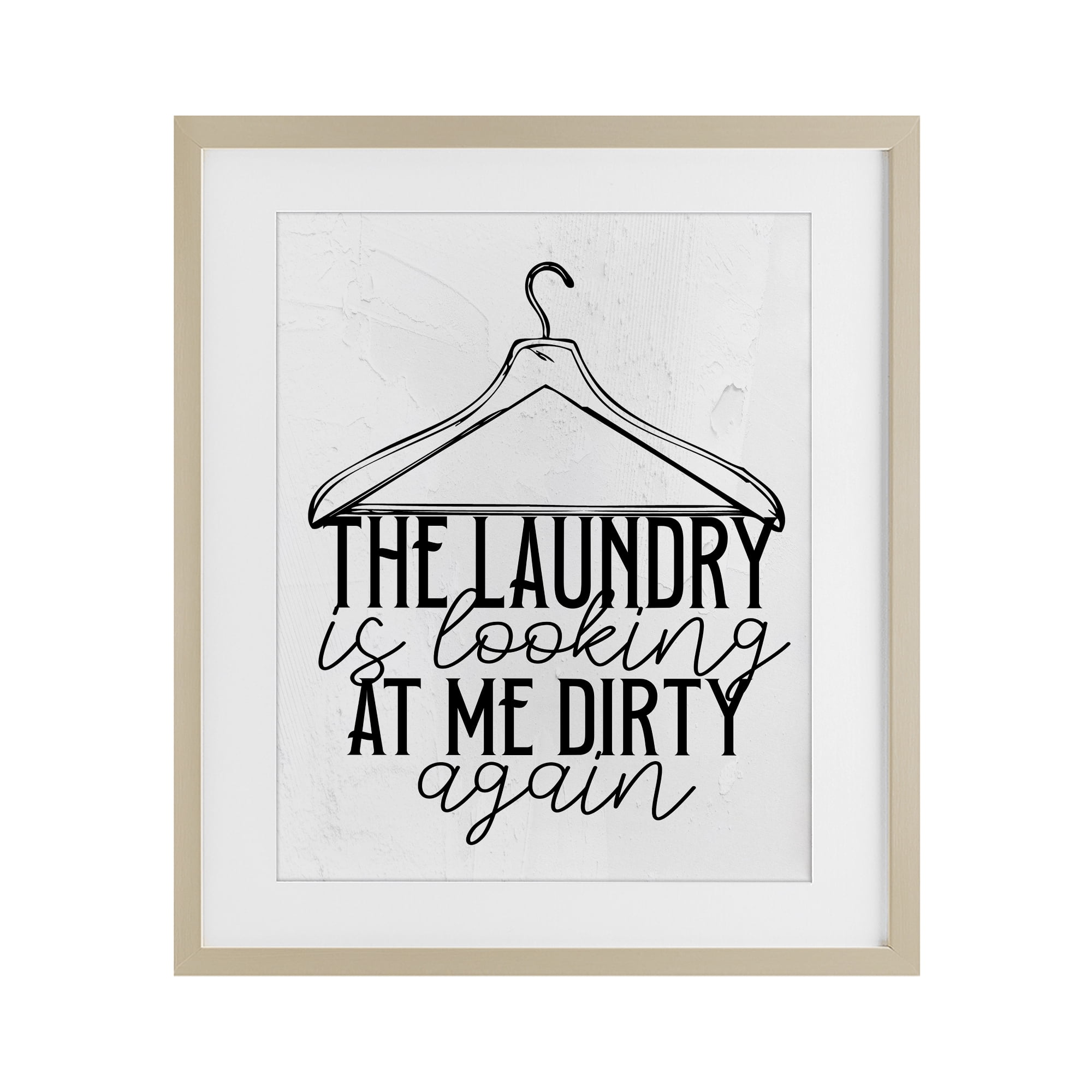 Laundry Is Looking At Me Dirty Birch Framed Print Under Glass, design by Kim Allen