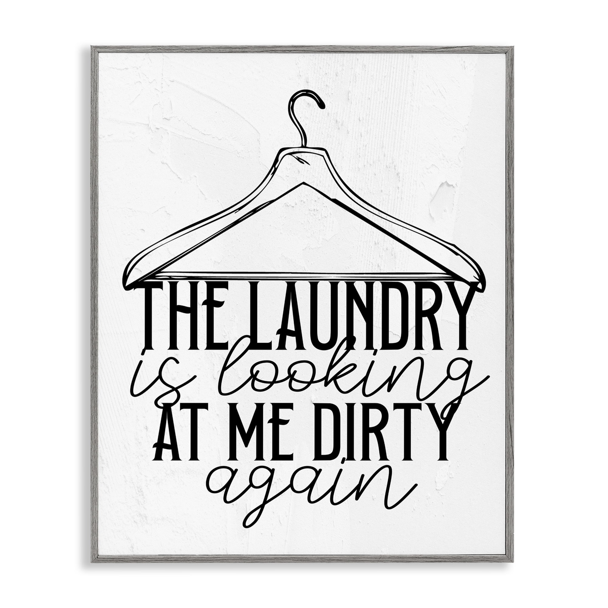 Laundry Is Looking At Me Dirty Gray Framed Giclee Art, design by Kim Allen
