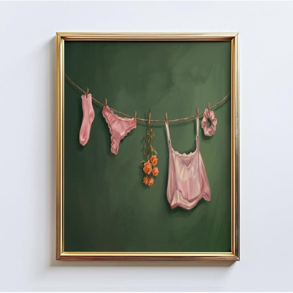 Laundry Line Lingerie Boudoir Wall Art Home Decor Unframed Paper Print