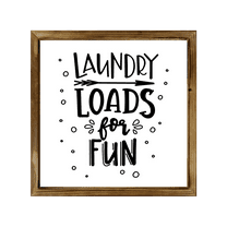 Laundry Loads Of Fun Sign 8x8 Inch, Rustic Farmhouse Decor Home Sign, Wall Decorations Living Room, Modern Farmhouse Wall Decor, Laundry Sign and Laundry Room Decor with Solid Wood Frame