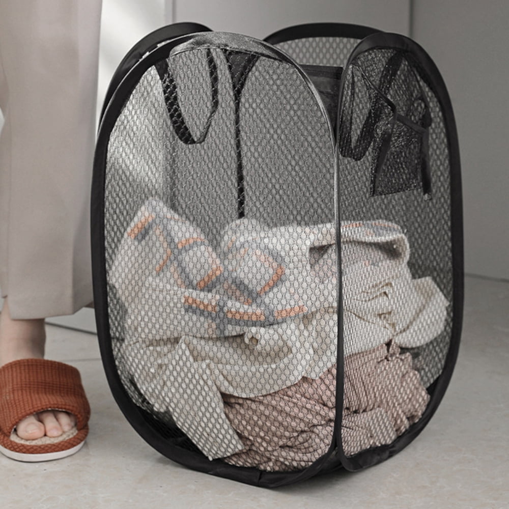 Laundry Mesh Popup Hamper Portable Collapsible Lightweight Basket with