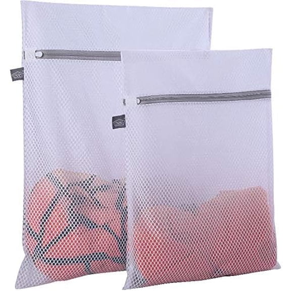 Laundry Mesh Wash Bags, Lingerie Bags for Washing Delicates, Mesh Laundry Bags for Washing Machine, White Net, Grey Zipper, 1L & 1M