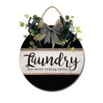 thumbnail image 1 of Laundry Never Ending Cycle Door Sign Home Decor Round Wood Wreaths Wall Hanging Sign Farmhouse Porch Sign Front Door Decoration for Housewarming Gift All Seasons Holiday,11In, 1 of 5