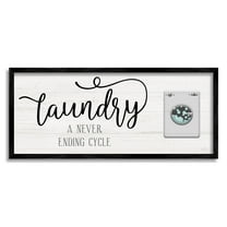 Laundry Never Ending Cycle Funny Typography Graphic Art Black Framed Art Print Wall Art
