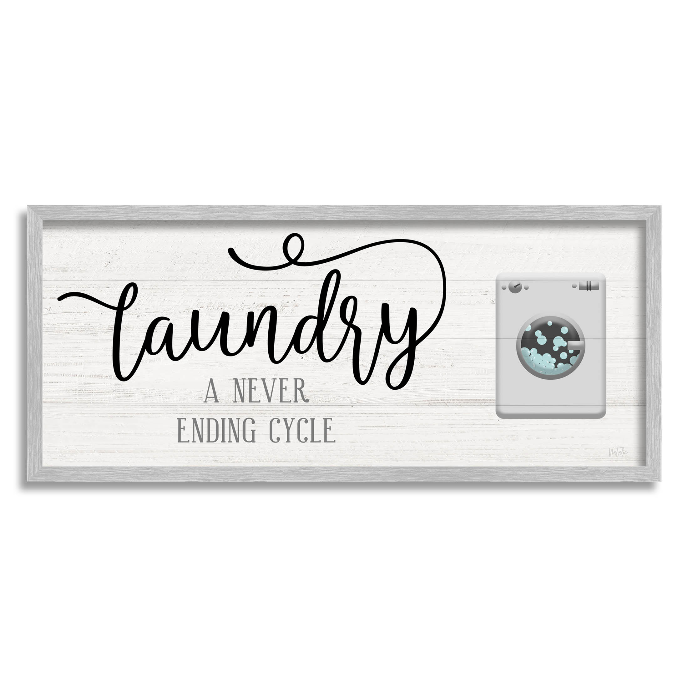 Laundry Never Ending Cycle Funny Typography Graphic Art Gray Framed Art Print Wall Art