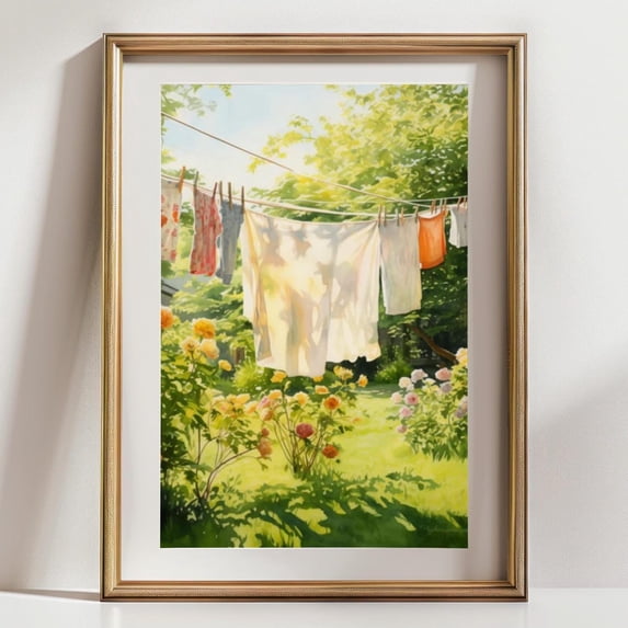 Laundry On A Line Vertical Vintage Cottagecore Garden Farmhouse Country ...