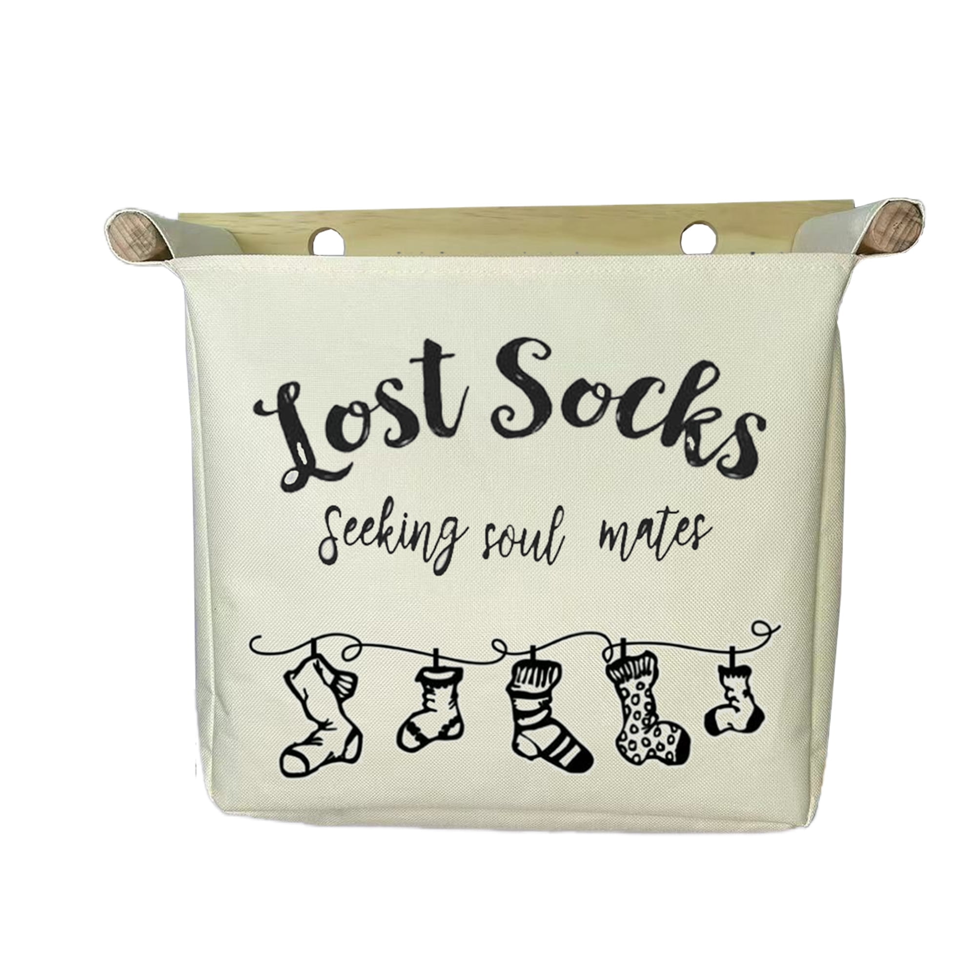 1 Pack Funny Canvas Laundry Organization Basket Wall Hang Lost Socks Seeking Sole Mate Bag Missing Socks Holder