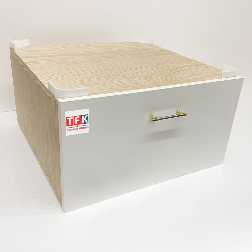 Laundry Pedestal With Drawer Box, White Melamine Drawer Front, Unassembled - 30W x 24L