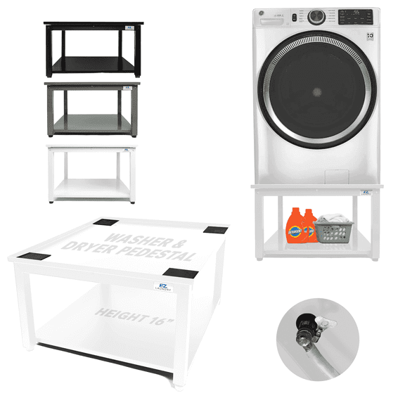 EZ Laundry Pedestal – 27" Wide x 16" High Heavy-Duty Steel Stand for Washer and Dryer, Anti-Vibration Base Support