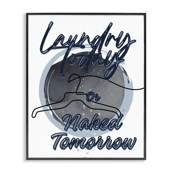 Laundry Phrase with Hanger Contour Black Framed Giclee Art, design by Jesse Keith