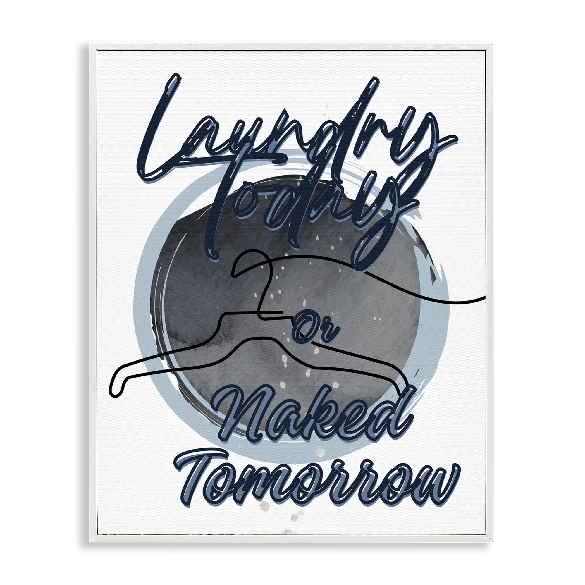 Laundry Phrase with Hanger Contour White Framed Giclee Art, design by Jesse Keith
