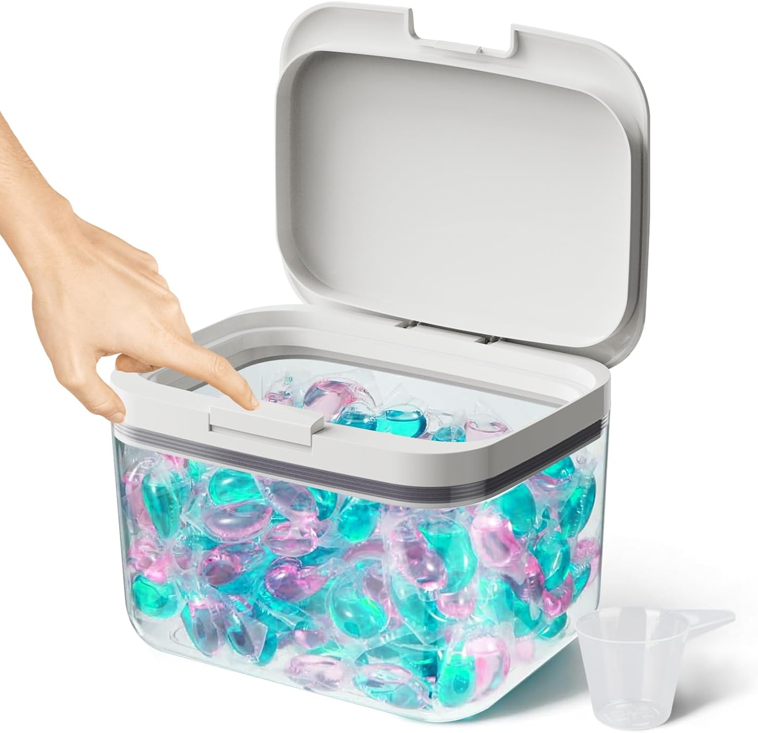 Laundry Pods Container,94Oz / 5.8Lb OneClick PopUp Design Laundry