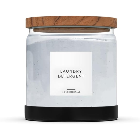 Laundry Pods Container - Half Gallon Laundry Detergent Holder, Pod Holder & More for Organization with Labels, Non Slip Base & Wood Lid