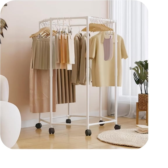 Laundry Rack for Air Drying Clothing, Portable Clothes Drying Rack, Clothing Organizer, Laundry Rack Drying, Open Wardrobe, Indoor Outdoor Use - 29.3" D x 29.3" W x .2" H, White