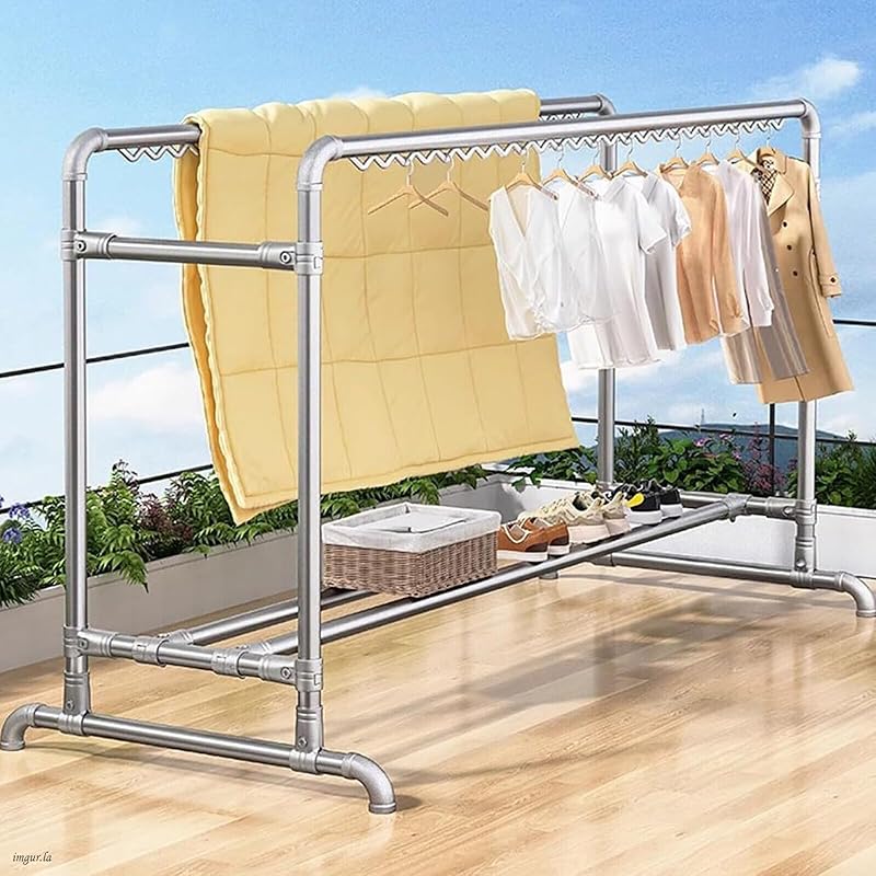 Laundry Rack Clothes Rack Indoor Clothes Drying Rack with Double Pole ...