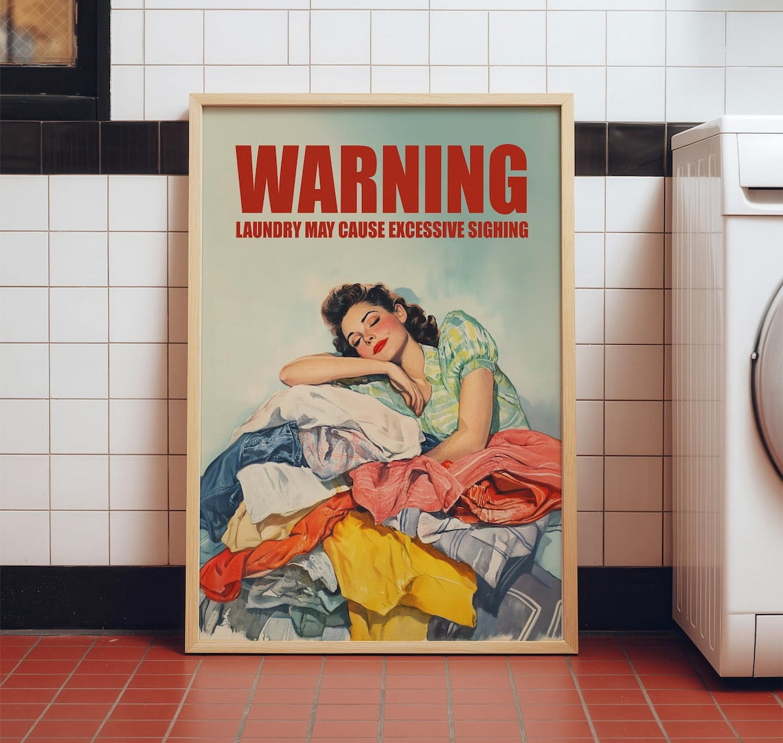 Laundry Retro Midcentury Style Nostalgic Wall Art, Living Room And ...