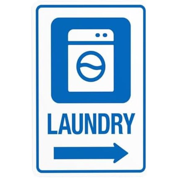 Laundry With Right Arrow Warning Sign, Room Metal Signs for Business Home Outdoor Indoor Road Yard Garage Street Wall Caution Custom Decor 8 x 12 Inch
