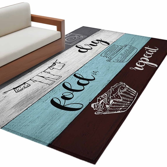 Laundry Room Area Rug 3x5 FT, Non Slip Entryway Bedside Carpet, Wash Dry Fold Repeat Splicing Colorful Wood Washable Soft Floor Carpet Indoor Mat Non-Shedding Throw Rug for Dorm Kitchen Home Office