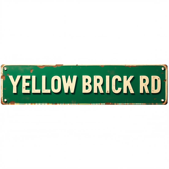 Yellow Brick Rd Tin Sign - 16x4 Inch - Ideal for Bedroom, Game Room, Man Cave Decor - Vintage Signs, Movie Decor